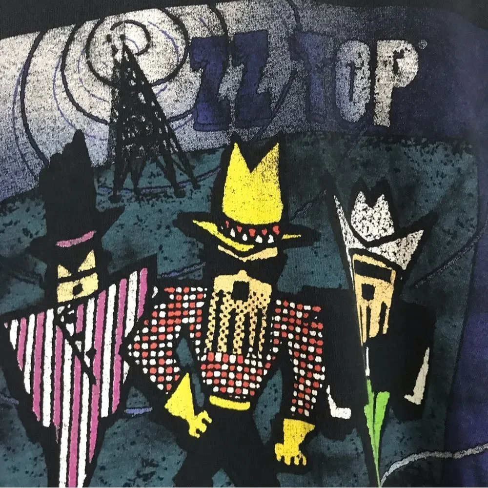Vintage 90s Original ZZ Top Antenna World Tour Concert Band Tee Tshirt Sz Large